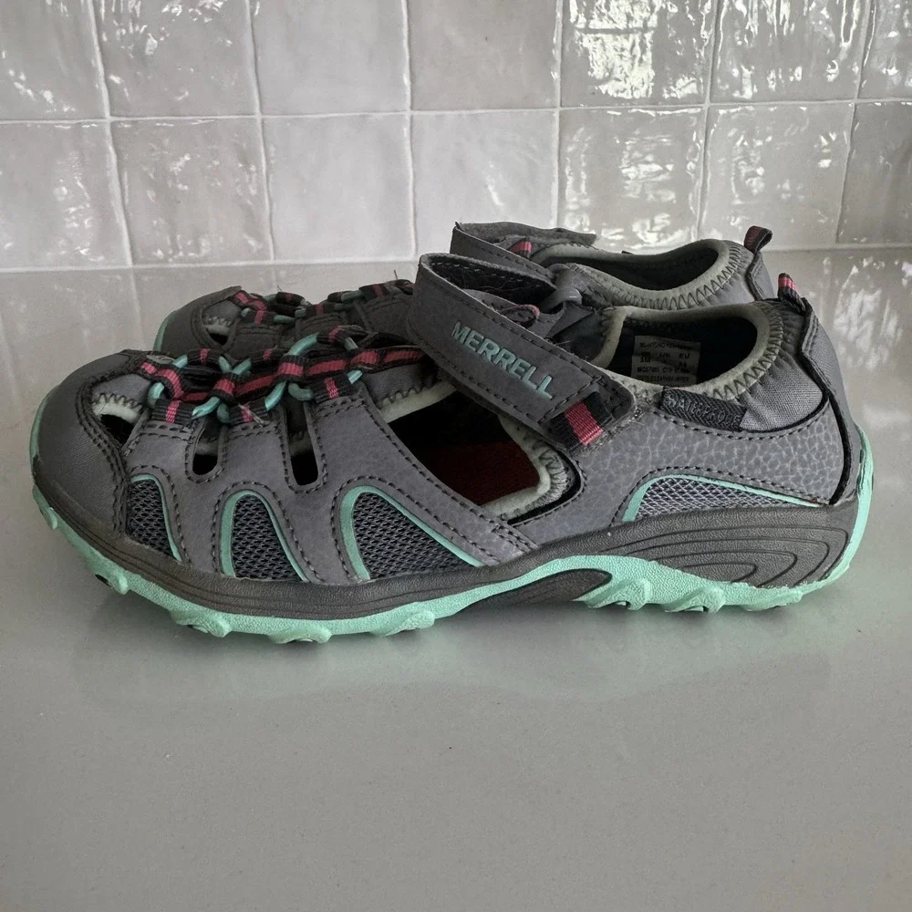 Merrell Hydro H2O Hiker Sandals Girls 3 Hook Loop Gray Pink Outdoors Watersports